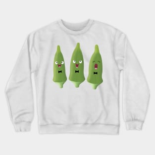 Cute singing okra vegetable cartoon Crewneck Sweatshirt